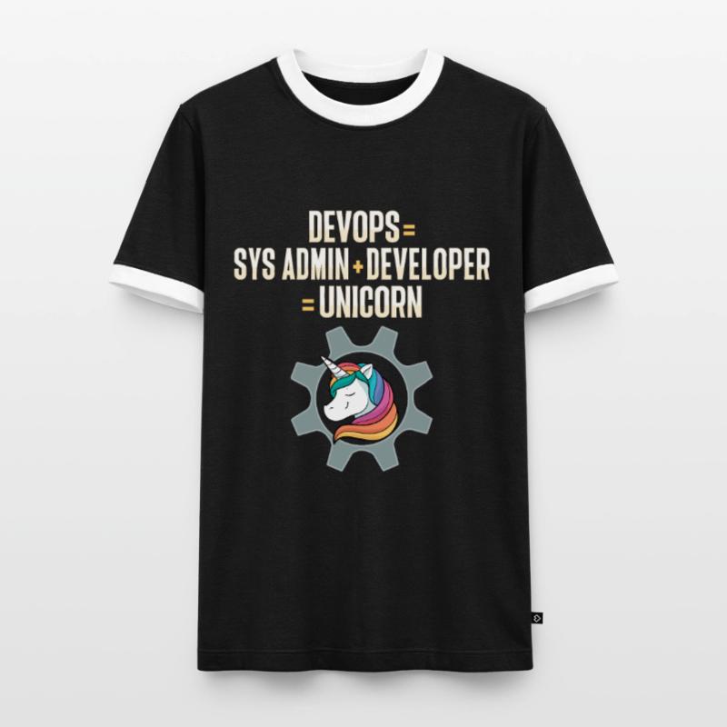 Sys-Admin Developer Devops Engineer Unicorn Men's Ringer Shirt