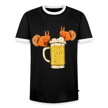 Écureuil, drôle d’écureuil, écureuil - T-shirt contrasté Homme - noir/blanc - Devant - AI Model Female 172 light (172cm) & AI Model Male 178 light (178cm)