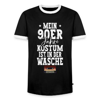 Mein 90er Kostüm Ist In Der Wäsche 90er Jahre - Männer Kontrast-T-Shirt - Schwarz/Weiß - Vorne - AI Model Female 172 light (172cm) & AI Model Male 178 light (178cm)