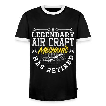 Ein Legendärer Flugzeugmechaniker Im Ruhestand - Männer Kontrast-T-Shirt - Schwarz/Weiß - Vorne - AI Model Female 172 light (172cm) & AI Model Male 178 light (178cm)