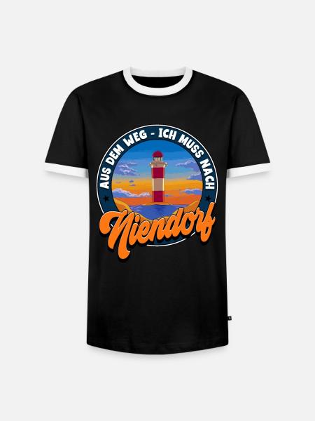 Niendorf - Männer Kontrast-T-Shirt - Schwarz/Weiß