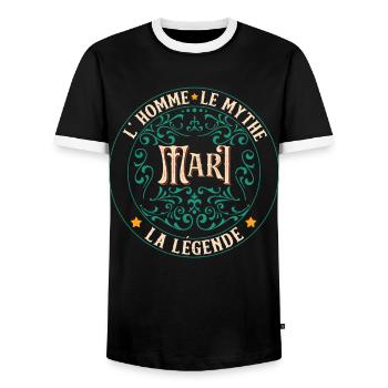 Mari L'Homme Le Mythe La Légende - T-shirt contrasté Homme - noir/blanc - Devant - AI Model Female 172 light (172cm) & AI Model Male 178 light (178cm)