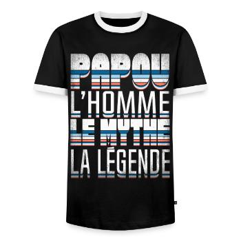 Papou Fete Des Grand Pères Papy - T-shirt contrasté Homme - noir/blanc - Devant - AI Model Female 172 light (172cm) & AI Model Male 178 light (178cm)