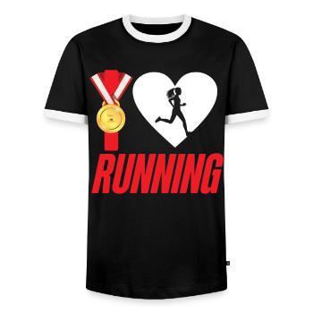 Running Runner Half Marathon Heart - Männer Kontrast-T-Shirt - Schwarz/Weiß - Vorne - AI Model Female 172 light (172cm) & AI Model Male 178 light (178cm)
