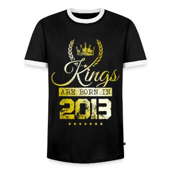 kings are born 2013 - Männer Kontrast-T-Shirt - Schwarz/Weiß - Vorne - AI Model Female 172 light (172cm) & AI Model Male 178 light (178cm)