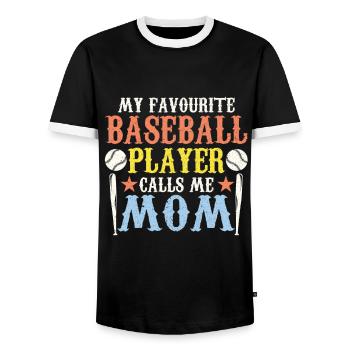 Baseball Baseball Bat Baseball Player - Men's Ringer Shirt - black/white - Front - AI Model Female 172 light (172cm) & AI Model Male 178 light (178cm)