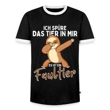 Dabbendes Faultier Spruch für Faulenzer - Männer Kontrast-T-Shirt - Schwarz/Weiß - Vorne - AI Model Female 172 light (172cm) & AI Model Male 178 light (178cm)