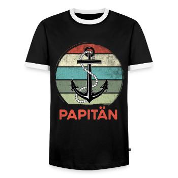 Papitän werdender Papa 2021 Vater Spruch Geschenk - Männer Kontrast-T-Shirt - Schwarz/Weiß - Vorne - AI Model Female 172 light (172cm) & AI Model Male 178 light (178cm)