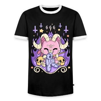 Gothic Kawaii Creepy Pastel Goth Chibi Kawaii - Männer Kontrast-T-Shirt - Schwarz/Weiß - Vorne - AI Model Female 172 light (172cm) & AI Model Male 178 light (178cm)