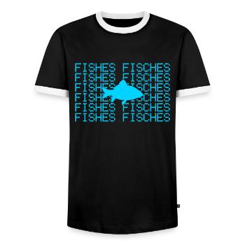 Pisces - Men's Ringer Shirt - black/white - Front - AI Model Female 172 light (172cm) & AI Model Male 178 light (178cm)