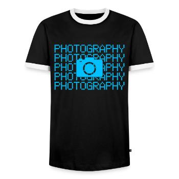 Photography - Men's Ringer Shirt - black/white - Front - AI Model Female 172 light (172cm) & AI Model Male 178 light (178cm)