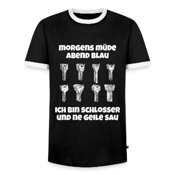 Schmied Schlosser Metallbauer Eisen - Männer Kontrast-T-Shirt - Schwarz/Weiß - Vorne - AI Model Female 172 light (172cm) & AI Model Male 178 light (178cm)