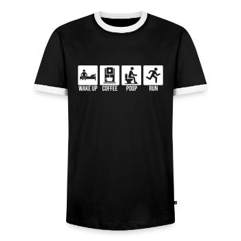Wake Up Coffee Poop Run, Trail Runner - T-shirt contrasté Homme - noir/blanc - Devant - AI Model Female 172 light (172cm) & AI Model Male 178 light (178cm)