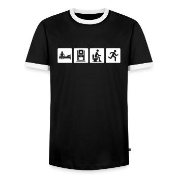 Wake Up Coffee Poop Run - Trail Runner - T-shirt contrasté Homme - noir/blanc - Devant - AI Model Female 172 light (172cm) & AI Model Male 178 light (178cm)