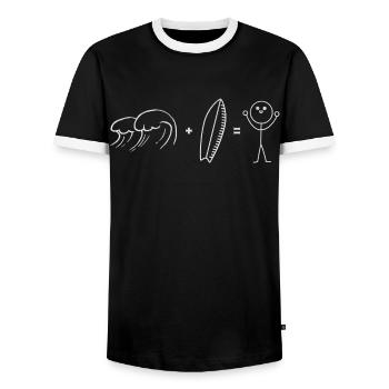 Surf Vagues Surf Surf surfeur Surfeur - T-shirt contrasté Homme - noir/blanc - Devant - AI Model Female 172 light (172cm) & AI Model Male 178 light (178cm)