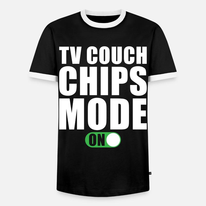 Tv Couch Chips Modus Ein - Männer Kontrast-T-Shirt - Schwarz/Weiß