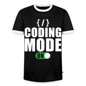 Coder Developer Programmer Gift - Men's Ringer Shirt - black/white - Front - AI Model Female 172 light (172cm) & AI Model Male 178 light (178cm)
