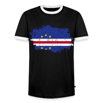 Kap Verde Flagge Grunge Kap Verde Fahne - Männer Kontrast-T-Shirt - Schwarz/Weiß - Vorne - AI Model Female 172 light (172cm) & AI Model Male 178 light (178cm)
