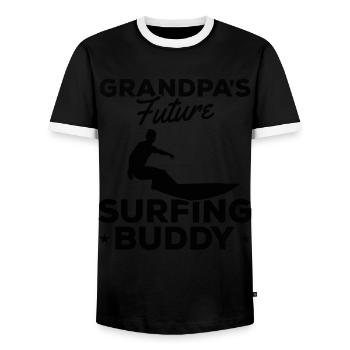 Surfer Baby Neugeborener Surfer Opas Zukunft - Männer Kontrast-T-Shirt - Schwarz/Weiß - Vorne - AI Model Female 172 light (172cm) & AI Model Male 178 light (178cm)