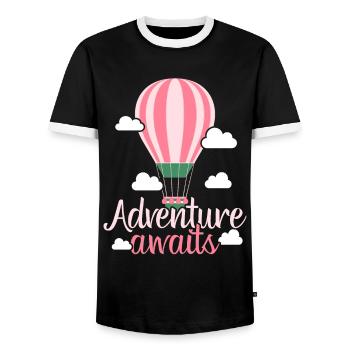 L’aventure attend Aerona, amateur de montgolfières - T-shirt contrasté Homme - noir/blanc - Devant - AI Model Female 172 light (172cm) & AI Model Male 178 light (178cm)