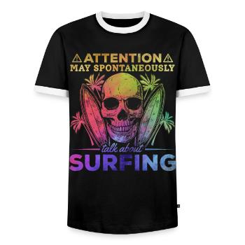 Surfer, auf den ich aufmerksam bin, kann spontan - Männer Kontrast-T-Shirt - Schwarz/Weiß - Vorne - AI Model Female 172 light (172cm) & AI Model Male 178 light (178cm)