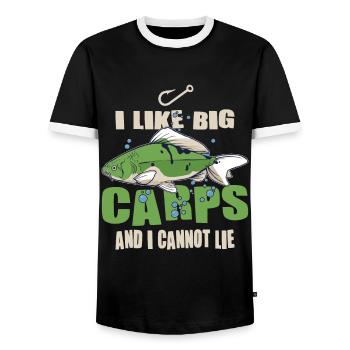 Pêcheur J’aime les grosses carpes et je ne peux pas mentir en pêchant - T-shirt contrasté Homme - noir/blanc - Devant - AI Model Female 172 light (172cm) & AI Model Male 178 light (178cm)