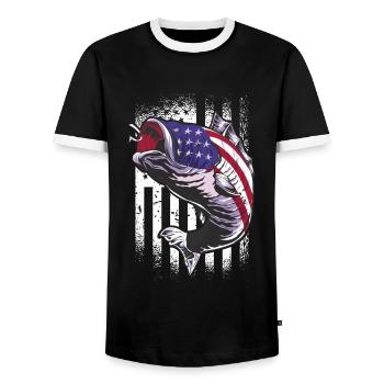Pêcheur USA Flag Pêche Pêche Pêcheur - T-shirt contrasté Homme - noir/blanc - Devant - AI Model Female 172 light (172cm) & AI Model Male 178 light (178cm)