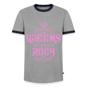 born in 2004 - Männer Kontrast-T-Shirt - Grau/Navy  - Vorne - AI Model Female 172 light (172cm) & AI Model Male 178 light (178cm)