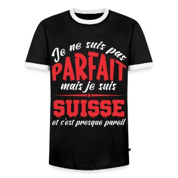 Je Ne Suis Pas Parfait Mais Je Suis Suisse - T-shirt contrasté Homme - noir/blanc - Devant - AI Model Female 172 light (172cm) & AI Model Male 178 light (178cm)