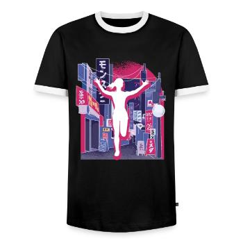 Asian City Marathon, Trail Running - Men's Ringer Shirt - black/white - Front - AI Model Female 172 light (172cm) & AI Model Male 178 light (178cm)