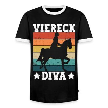 Viereck Diva - Dressurreiten Dressur Reiten - Männer Kontrast-T-Shirt - Schwarz/Weiß - Vorne - AI Model Female 172 light (172cm) & AI Model Male 178 light (178cm)