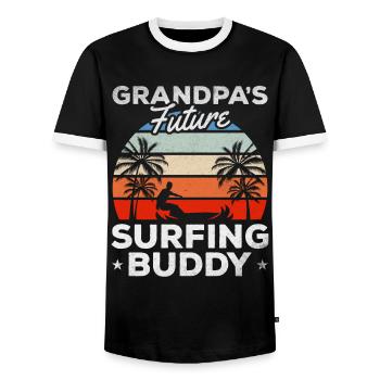 Surfer Surfboard Surfen Baby Opas Zukunft Surfing - Männer Kontrast-T-Shirt - Schwarz/Weiß - Vorne - AI Model Female 172 light (172cm) & AI Model Male 178 light (178cm)