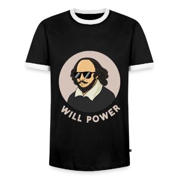 Will Power Shakespeare-Literatur-Fan - Männer Kontrast-T-Shirt - Schwarz/Weiß - Vorne - AI Model Female 172 light (172cm) & AI Model Male 178 light (178cm)