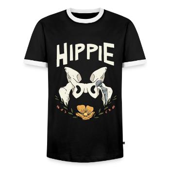 Articulation de la hanche hippie - T-shirt contrasté Homme - noir/blanc - Devant - AI Model Female 172 light (172cm) & AI Model Male 178 light (178cm)