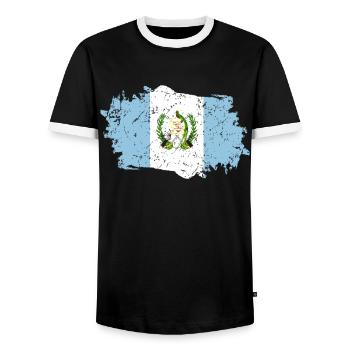 Guatemala Flag Grunge Guatemala Flag - Men's Ringer Shirt - black/white - Front - AI Model Female 172 light (172cm) & AI Model Male 178 light (178cm)