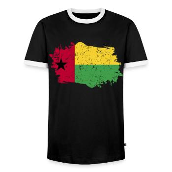 Guinea Bissau Flag Grunge Guinea Bissau Flag - Men's Ringer Shirt - black/white - Front - AI Model Female 172 light (172cm) & AI Model Male 178 light (178cm)