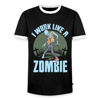 Scary halloween pumpkin witches zombie ghosts - Men's Ringer Shirt - black/white - Front - AI Model Female 172 light (172cm) & AI Model Male 178 light (178cm)
