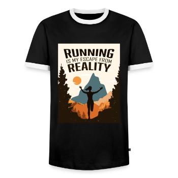 Marathon, Trail Running, Runner - Men's Ringer Shirt - black/white - Front - AI Model Female 172 light (172cm) & AI Model Male 178 light (178cm)