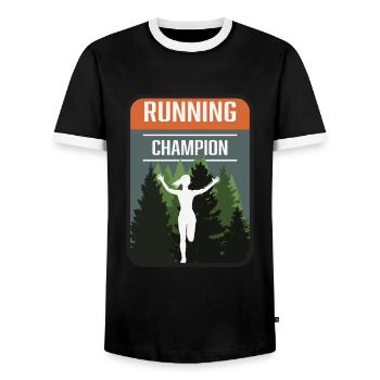Marathon, Trail Running Champion - Men's Ringer Shirt - black/white - Front - AI Model Female 172 light (172cm) & AI Model Male 178 light (178cm)