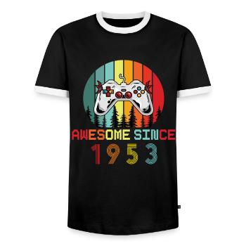 Awesome Since 1953 Birthday 1953 Vintage 1953 - Men's Ringer Shirt - black/white - Front - AI Model Female 172 light (172cm) & AI Model Male 178 light (178cm)