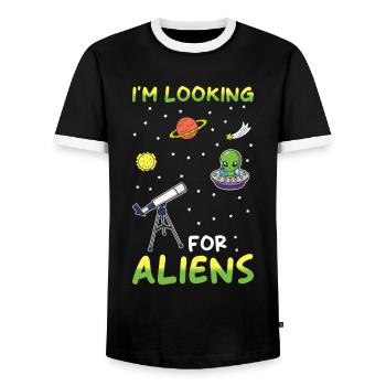 Astronomie Teleskop Astronom Geschenk - Männer Kontrast-T-Shirt - Schwarz/Weiß - Vorne - AI Model Female 172 light (172cm) & AI Model Male 178 light (178cm)