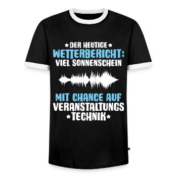 Veranstaltungstechniker Event Technician - Männer Kontrast-T-Shirt - Schwarz/Weiß - Vorne - AI Model Female 172 light (172cm) & AI Model Male 178 light (178cm)