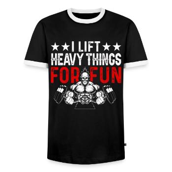 Idée de cadeau de bodybuilder d'haltérophilie haltérophile - T-shirt contrasté Homme - noir/blanc - Devant - AI Model Female 172 light (172cm) & AI Model Male 178 light (178cm)