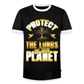 nature conservation environmental protection - Men's Ringer Shirt - black/white - Front - AI Model Female 172 light (172cm) & AI Model Male 178 light (178cm)