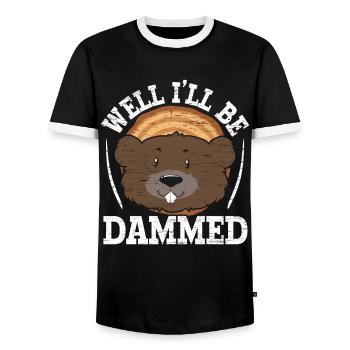 Well, I'm fucking wild animal rodent beaver - Men's Ringer Shirt - black/white - Front - AI Model Female 172 light (172cm) & AI Model Male 178 light (178cm)
