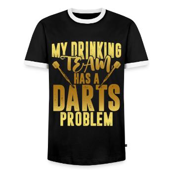 drinking team darts - Men's Ringer Shirt - black/white - Front - AI Model Female 172 light (172cm) & AI Model Male 178 light (178cm)