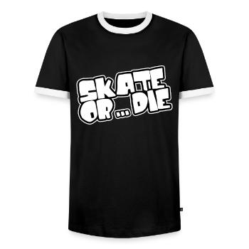 Skate or die - Skateboard - T-shirt contrasté Homme - noir/blanc - Devant - AI Model Female 172 light (172cm) & AI Model Male 178 light (178cm)