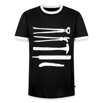 Hufschmied Schmiede Anivl Blacksmithing - Männer Kontrast-T-Shirt - Schwarz/Weiß - Vorne - AI Model Female 172 light (172cm) & AI Model Male 178 light (178cm)
