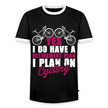 fahrrad spruch - Männer Kontrast-T-Shirt - Schwarz/Weiß - Vorne - AI Model Female 172 light (172cm) & AI Model Male 178 light (178cm)