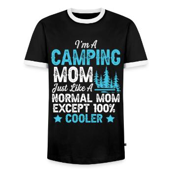 camping mom mama - Männer Kontrast-T-Shirt - Schwarz/Weiß - Vorne - AI Model Female 172 light (172cm) & AI Model Male 178 light (178cm)